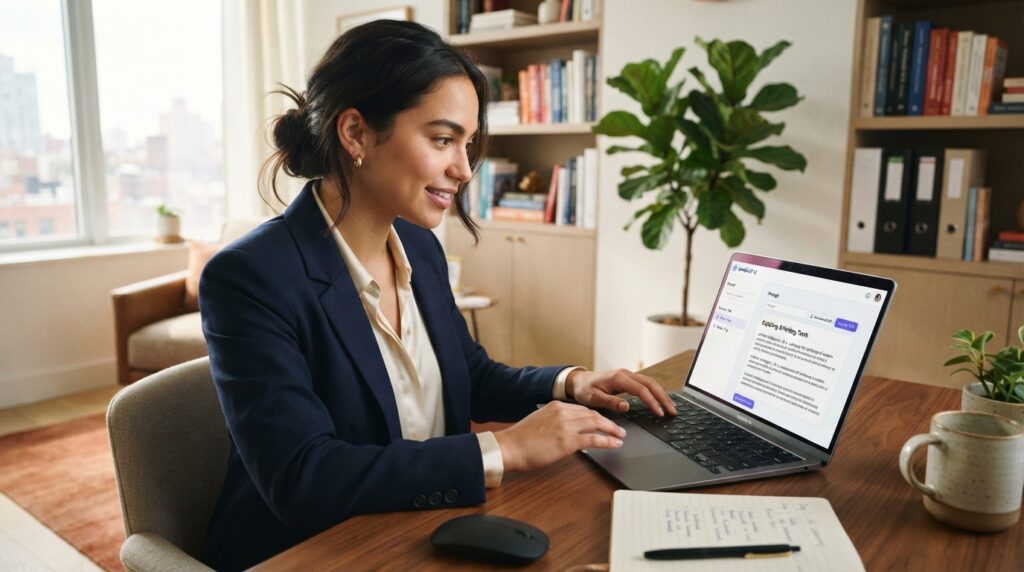 A beginner tests an AI writing tool on a short, low-risk draft