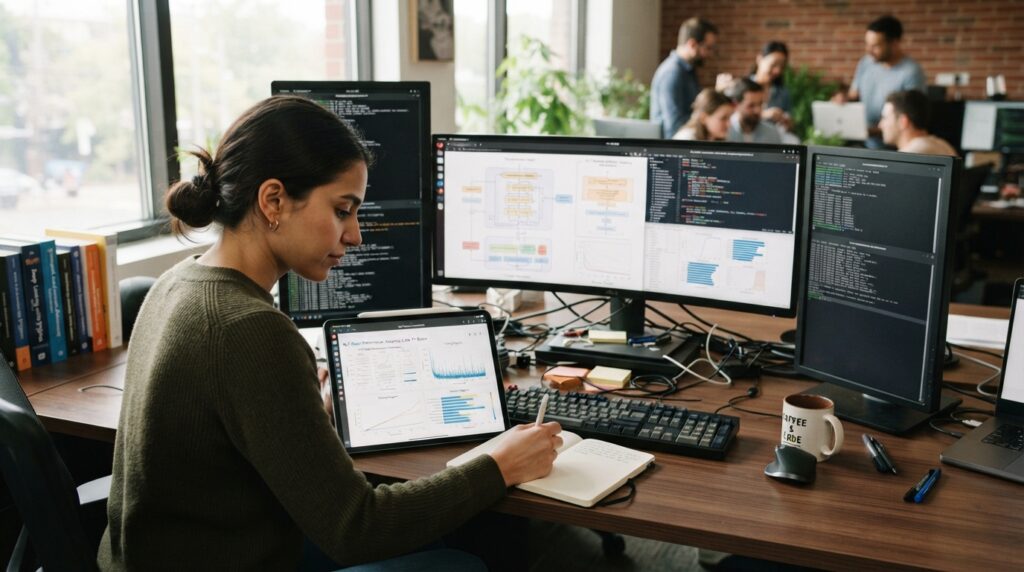 Data scientist reviews language models for a software team